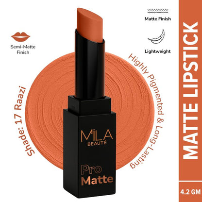 Mila Beauté Pro Matte Long Lasting Creamy Matte Finish Lipstick - Raazi