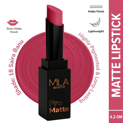 Mila Beauté Pro Matte Long Lasting Creamy Matte Finish Lipstick - Saira Banu
