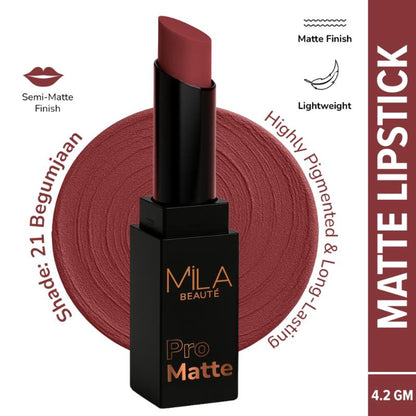 Mila Beauté Pro Matte Long Lasting Creamy Matte Finish Lipstick - Begumjaan