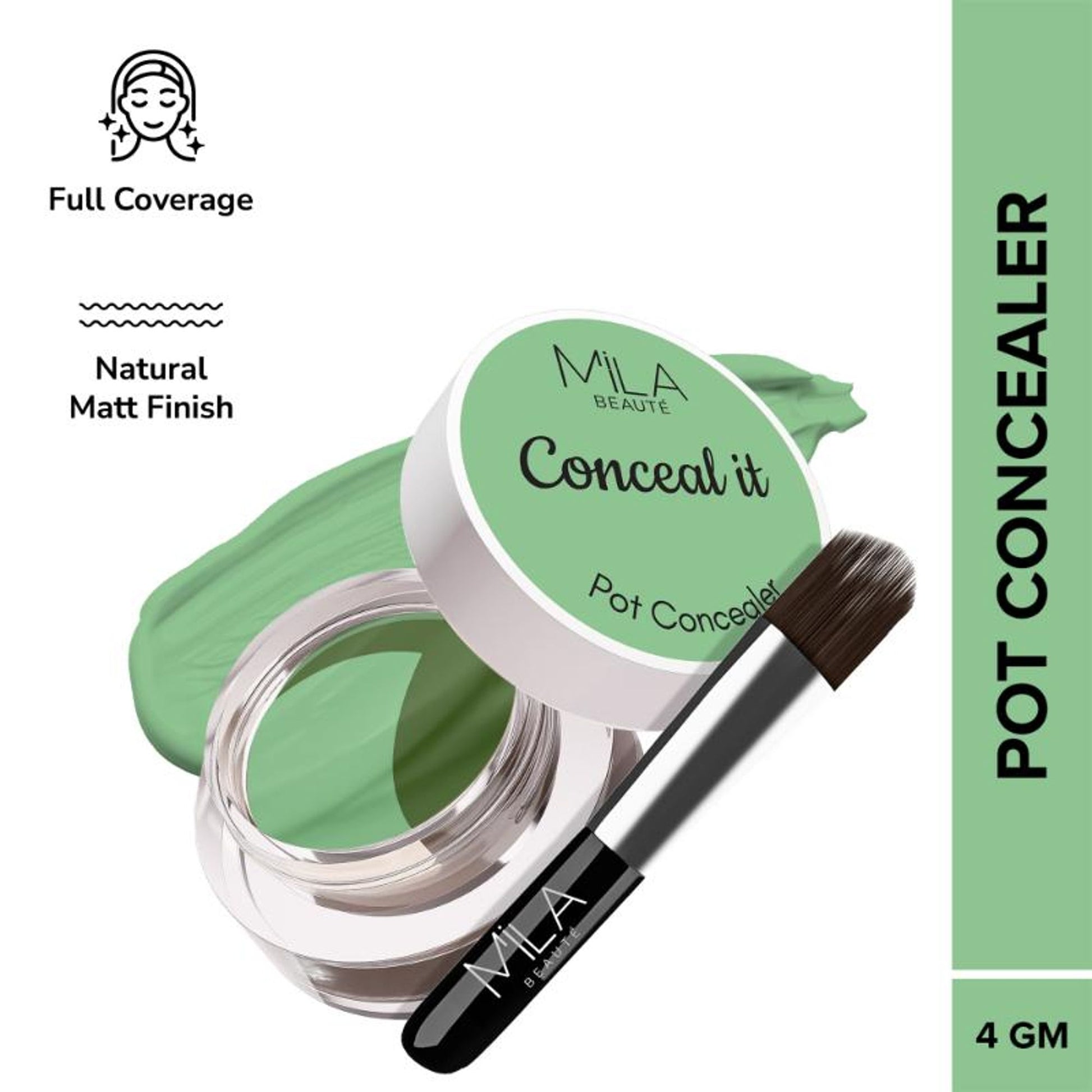 Mila Beauté Conceal It Pot Concealer Creamy Matte Finish with SPF 15 - Green Corrector