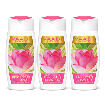 Vaadi Herbals Pink Lotus Shampoo With Honeysuckel Extract Color Preserving - Pack of 3