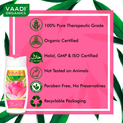 Vaadi Herbals Pink Lotus Shampoo With Honeysuckel Extract Color Preserving - Pack of 3