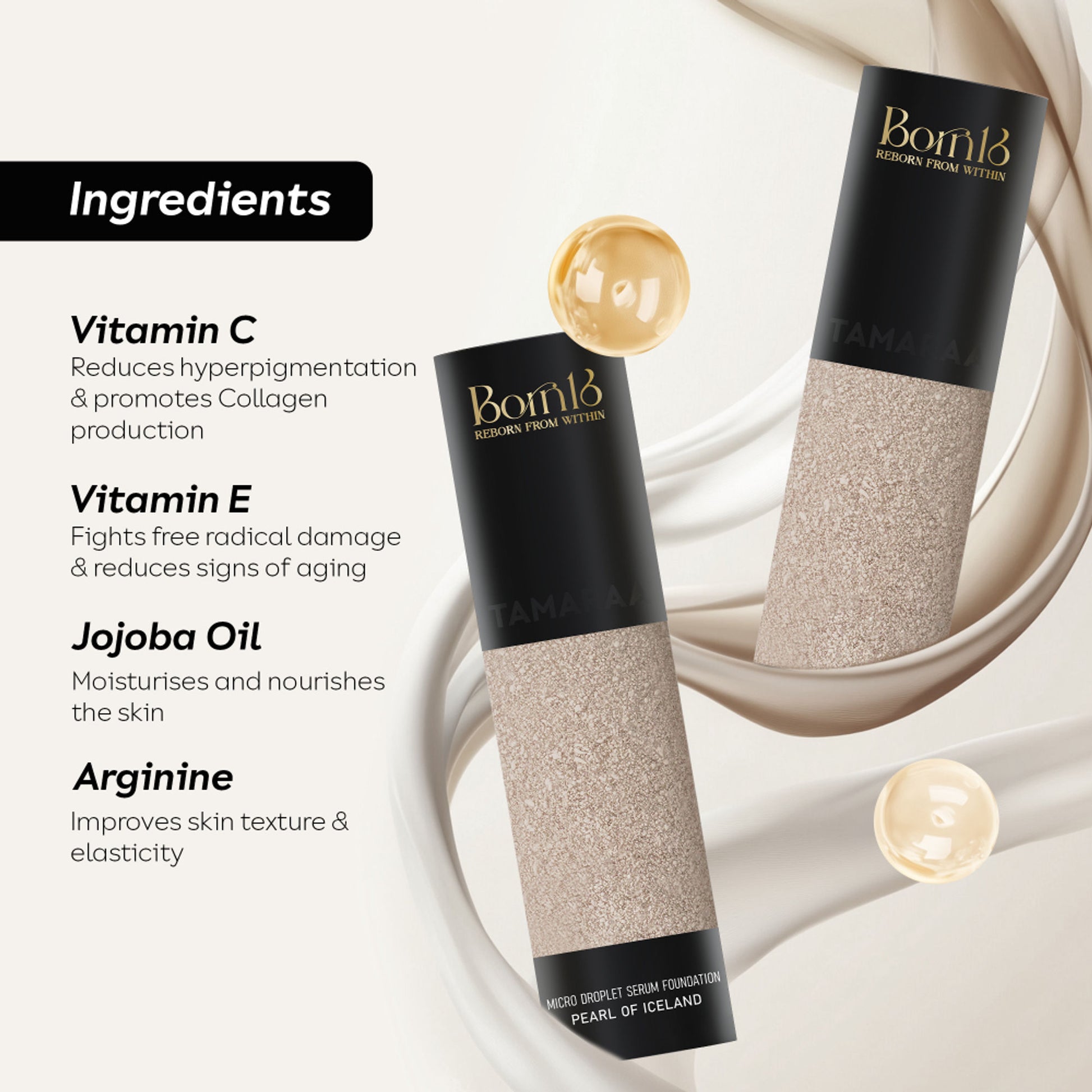 Born16 Tamaraa Micro Droplet Serum Foundation - Pearl Of Iceland
