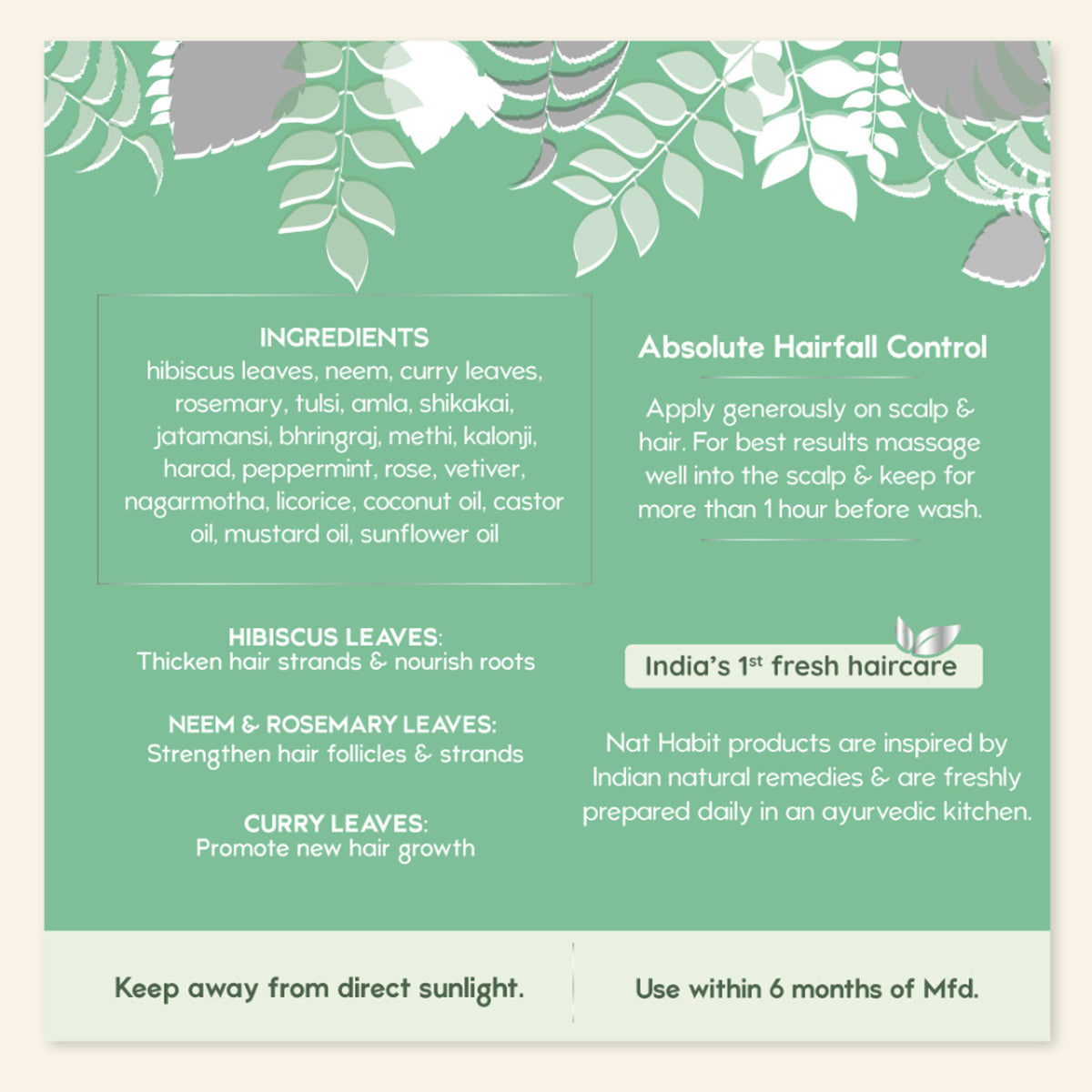Nat Habit Trileaf Rosemary Hair Oil Controls Hair Fall, Promotes Hair Thickness & Growth With Neem