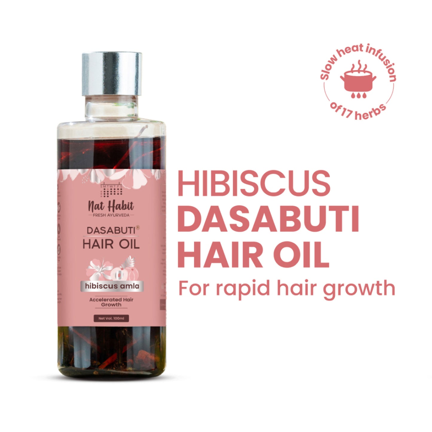 Nat Habit Hibiscus Amla Hair Growth & Thickening Hair Oil For Dry & Frizzy Hairs, Costor & Coconut