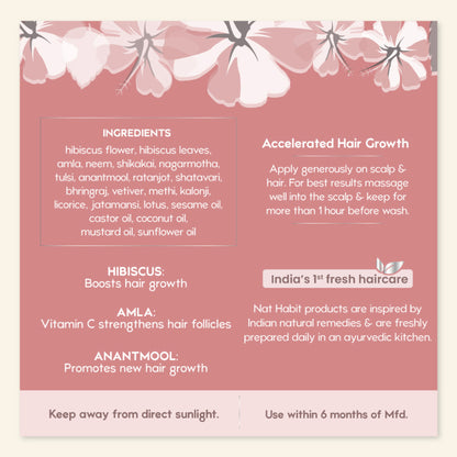 Nat Habit Hibiscus Amla Hair Growth & Thickening Hair Oil For Dry & Frizzy Hairs, Costor & Coconut