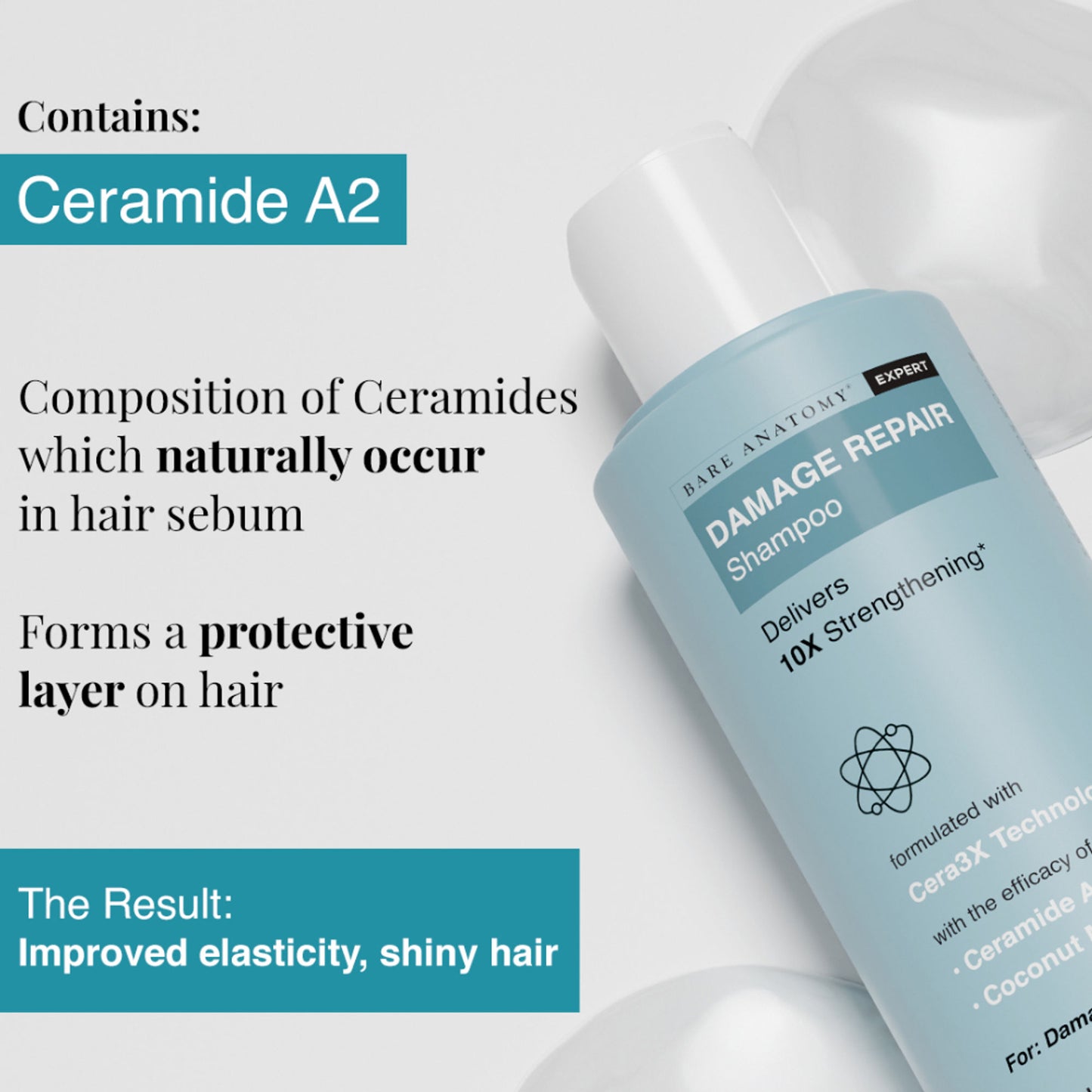 Bare Anatomy Damage Repair Shampoo for Damaged, Dry & Frizzy Hair Paraben & Sulphate Free Shampoo