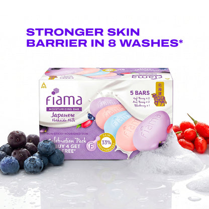 Fiama Skin Barrier Strengthening Moisturizing Soap Bar Japanese Hokkaido Milk, Combo Pack