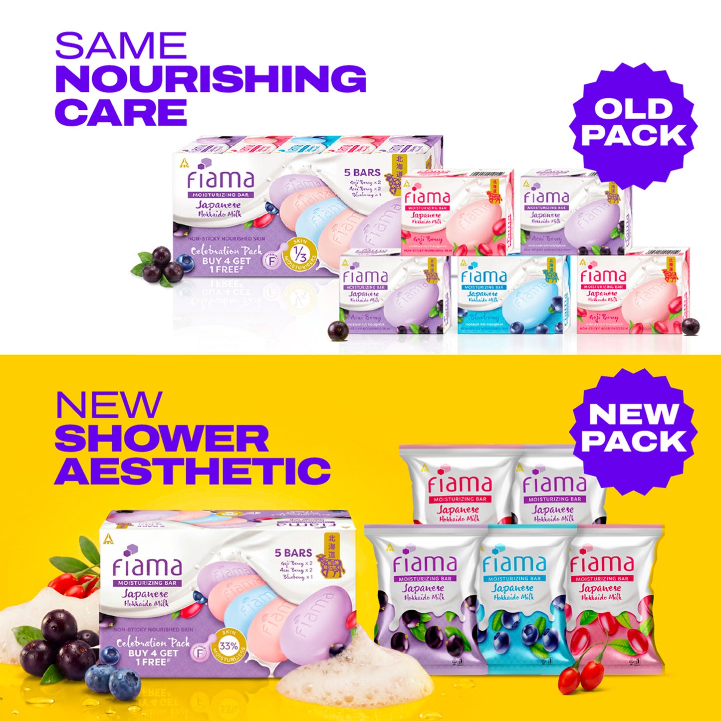 Fiama Skin Barrier Strengthening Moisturizing Soap Bar Japanese Hokkaido Milk, Combo Pack