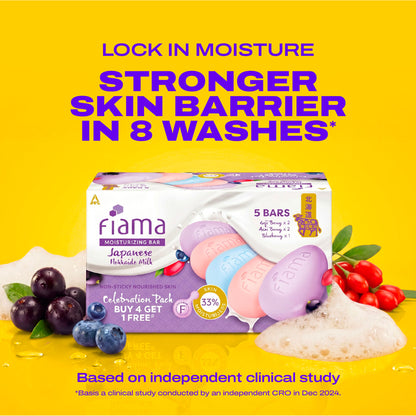 Fiama Skin Barrier Strengthening Moisturizing Soap Bar Japanese Hokkaido Milk, Combo Pack