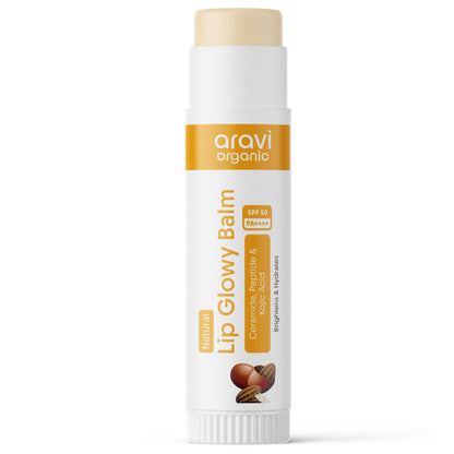 Aravi Organic Glowy Lip Balm SPF 50 PA++++, Dry & Dark Pigmented Lips, Kojic Acid & Ceramide