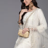 Dhiyona IE Women White Ethnic Motifs Embroidered Kurta with Trousers & With Dupatta
