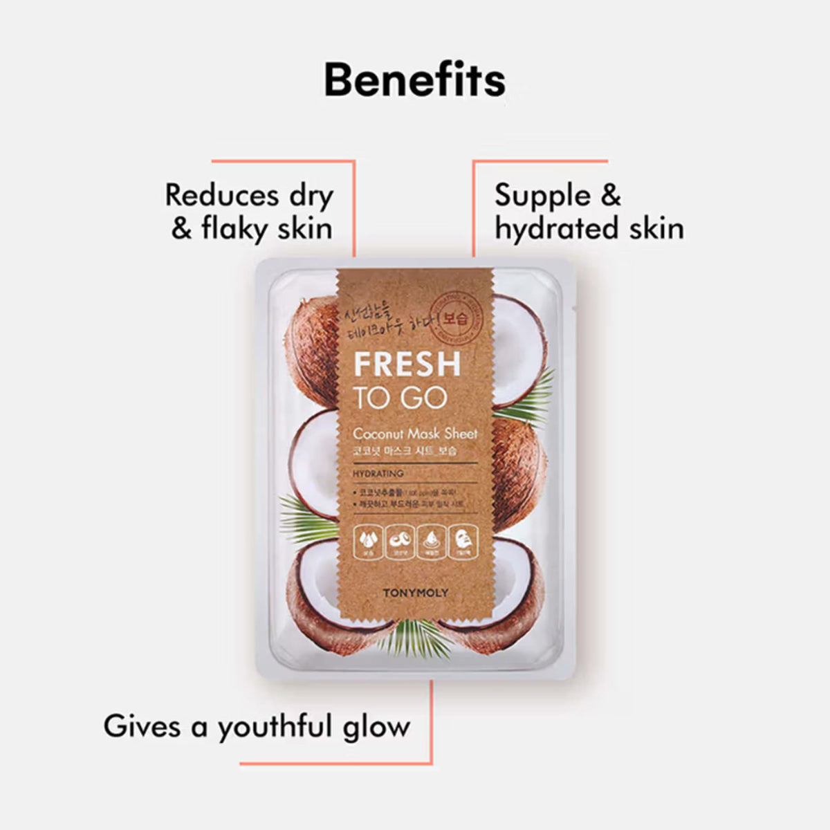 TONYMOLY Korean Fresh To Go Face Sheet Mask - Coconut