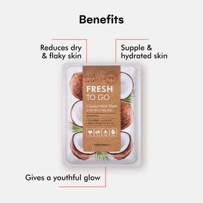 TONYMOLY Korean Fresh To Go Face Sheet Mask - Coconut