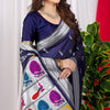 Dhiyona GR Women's Chandramukhi Navy Zari Paithani Silk Saree