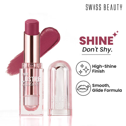 Swiss Beauty High Shine Finish Smooth Glide Pure Lustre Lipstick - 8 Bleached Pink