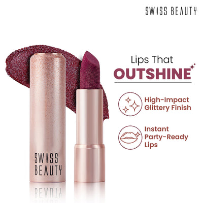 Swiss Beauty More Than Glitter Lipstick - 5 Shine Mauve