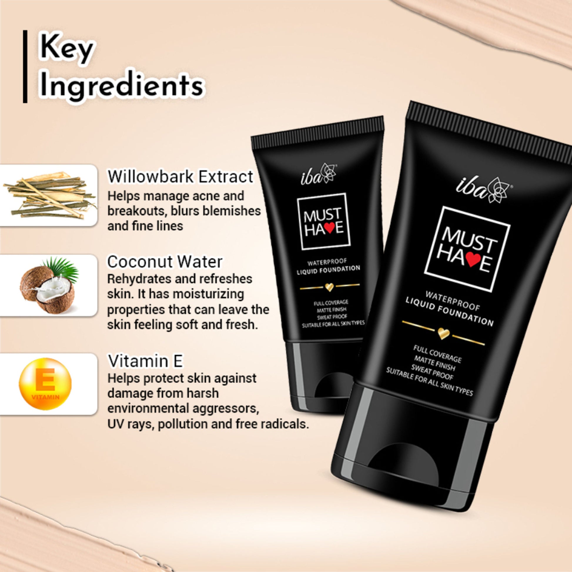 IBA Must Have Waterproof Liquid Foundation - Medium Beige