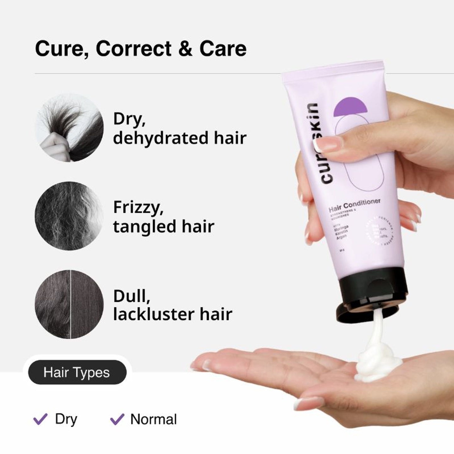 Cureskin Hair Conditioner Strengthens And Nourishes With Moringa Keratin Argan