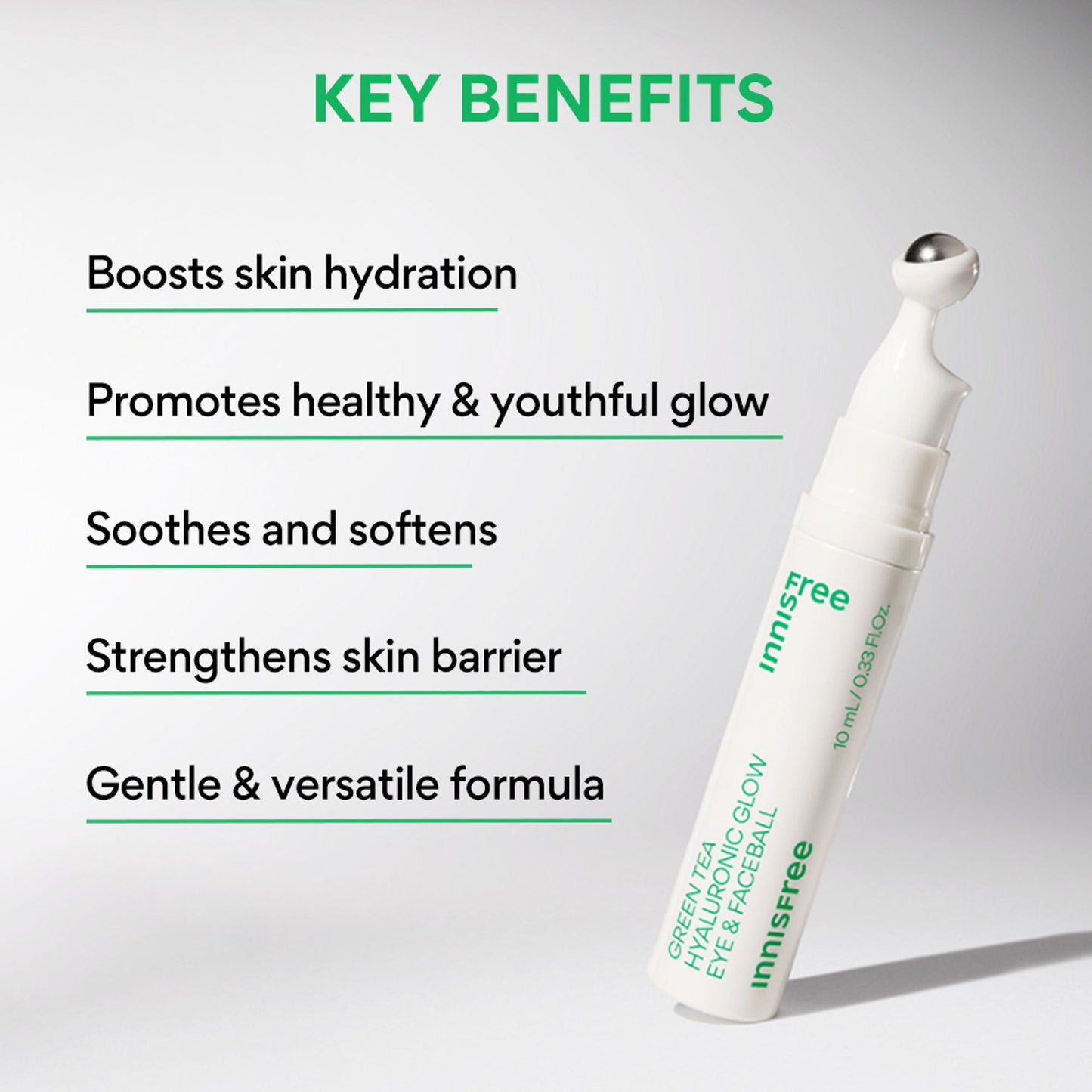 Innisfree Green Tea Hyaluronic Glow Eye And Face Ball For Reducing Puffiness