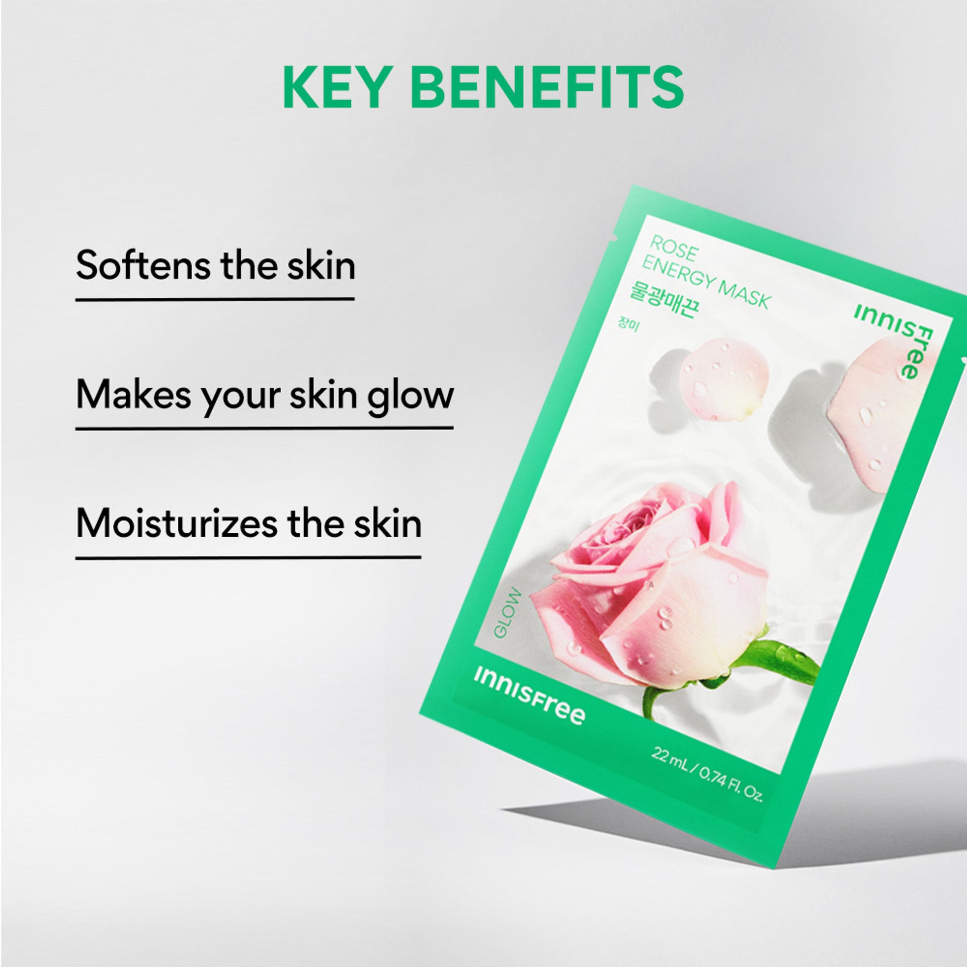 Innisfree Soothing Energy Sheet Mask Heartleaf - Calms Sensitive Skin - Rose