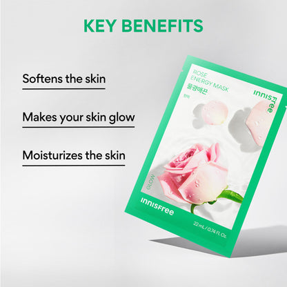 Innisfree Soothing Energy Sheet Mask Heartleaf - Calms Sensitive Skin - Rose