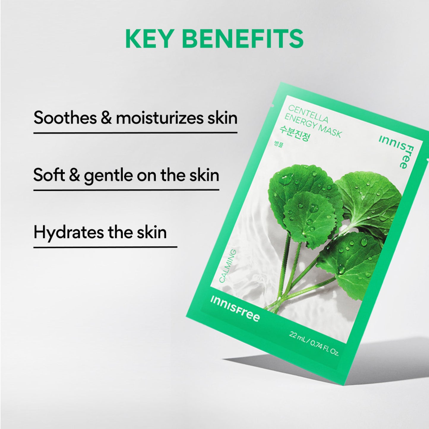 Innisfree Soothing Energy Sheet Mask Heartleaf - Calms Sensitive Skin - Centella