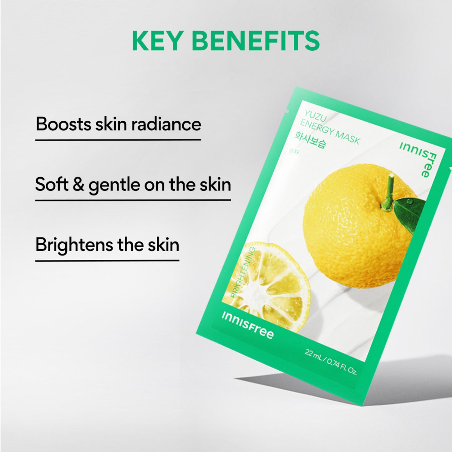 Innisfree Soothing Energy Sheet Mask Heartleaf - Calms Sensitive Skin - Yuzu