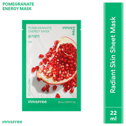Innisfree Soothing Energy Sheet Mask Heartleaf - Calms Sensitive Skin - Pomegranate