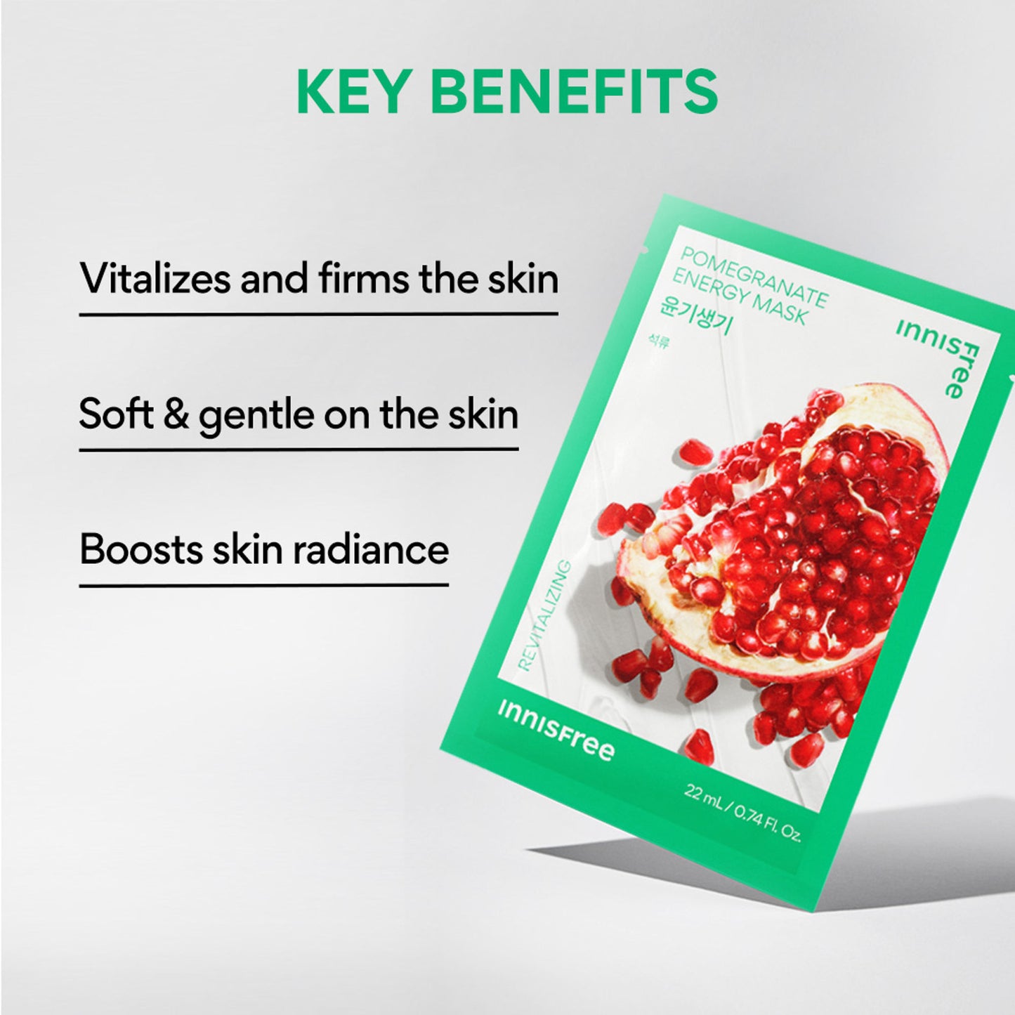 Innisfree Soothing Energy Sheet Mask Heartleaf - Calms Sensitive Skin - Pomegranate