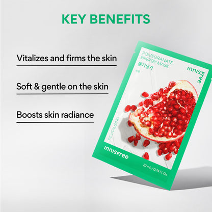 Innisfree Soothing Energy Sheet Mask Heartleaf - Calms Sensitive Skin - Pomegranate