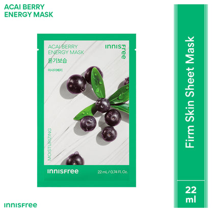 Innisfree Soothing Energy Sheet Mask Heartleaf - Calms Sensitive Skin - Acai Berry