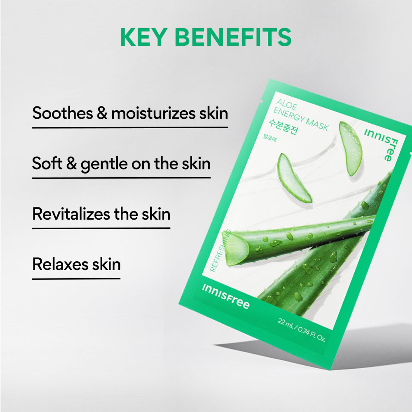 Innisfree Soothing Energy Sheet Mask Heartleaf - Calms Sensitive Skin - Aloe