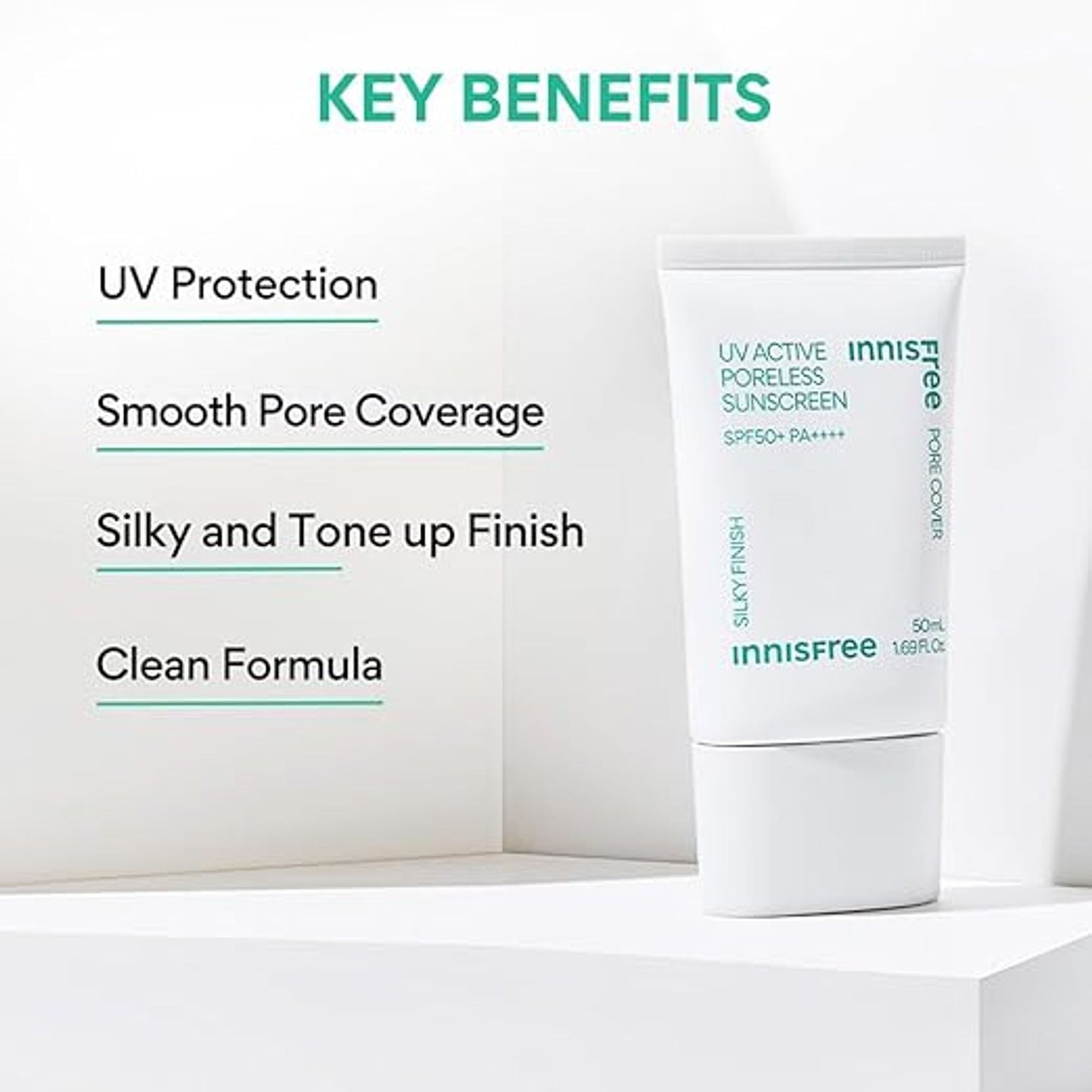 Innisfree UV Active Poreless Sunscreen SPF 50+ - Smooth Even Tone