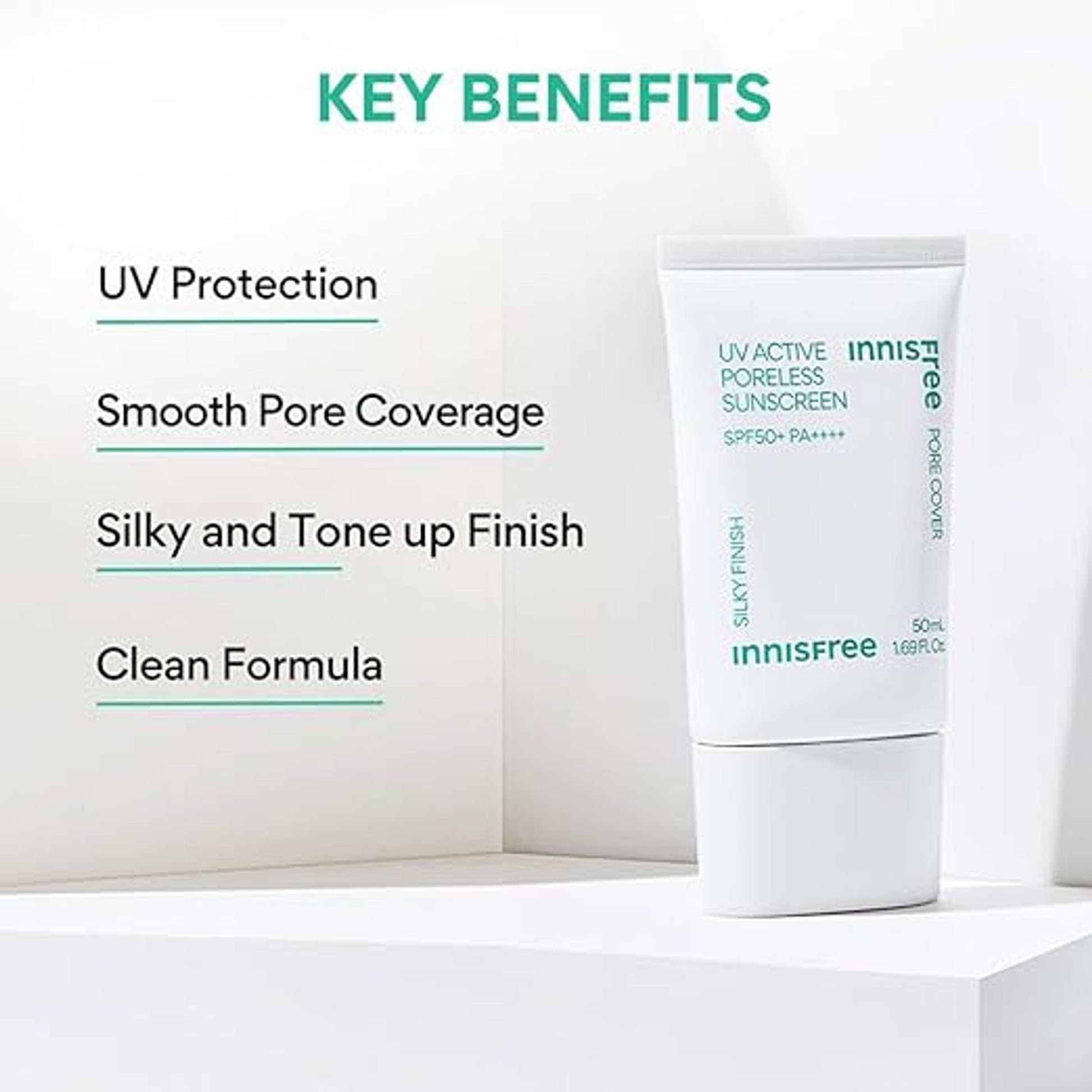 Innisfree UV Active Poreless Sunscreen SPF 50+ - Smooth Even Tone