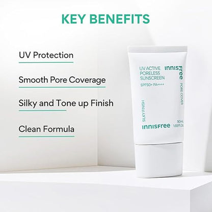 Innisfree UV Active Poreless Sunscreen SPF 50+ - Smooth Even Tone