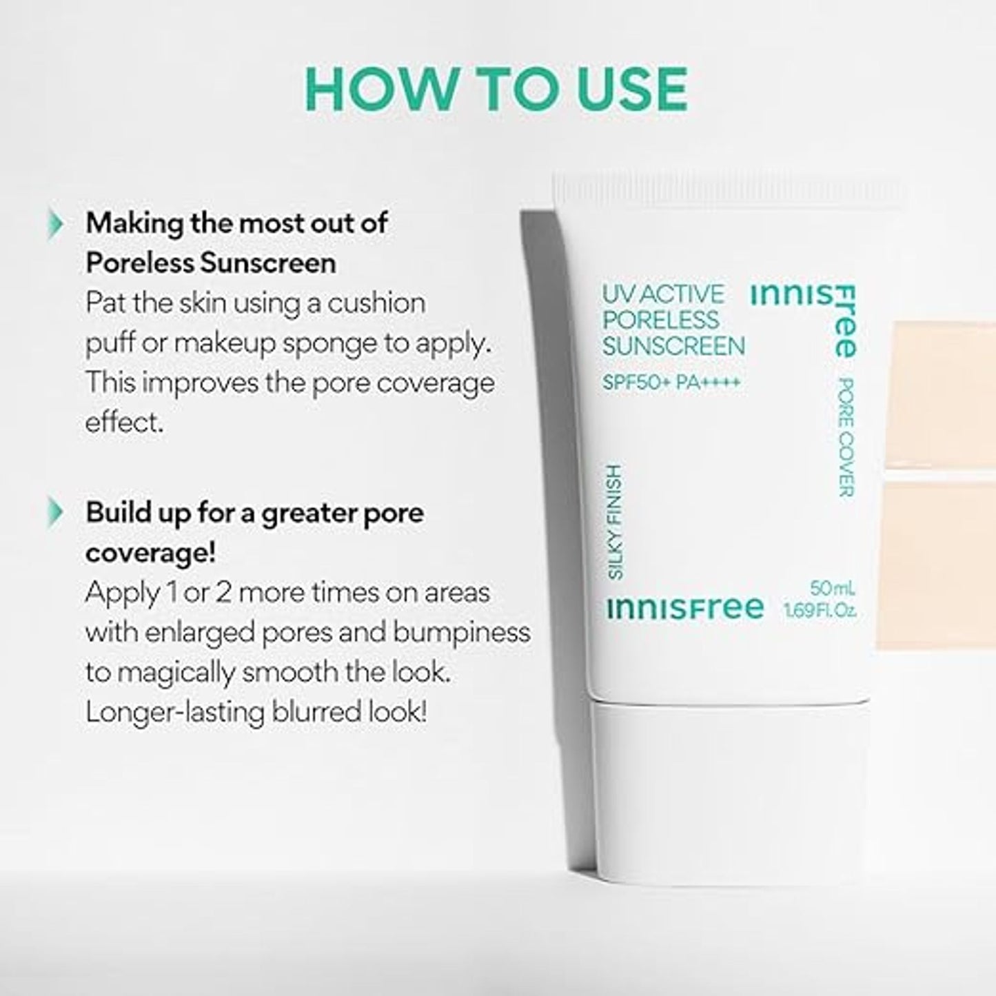 Innisfree UV Active Poreless Sunscreen SPF 50+ - Smooth Even Tone