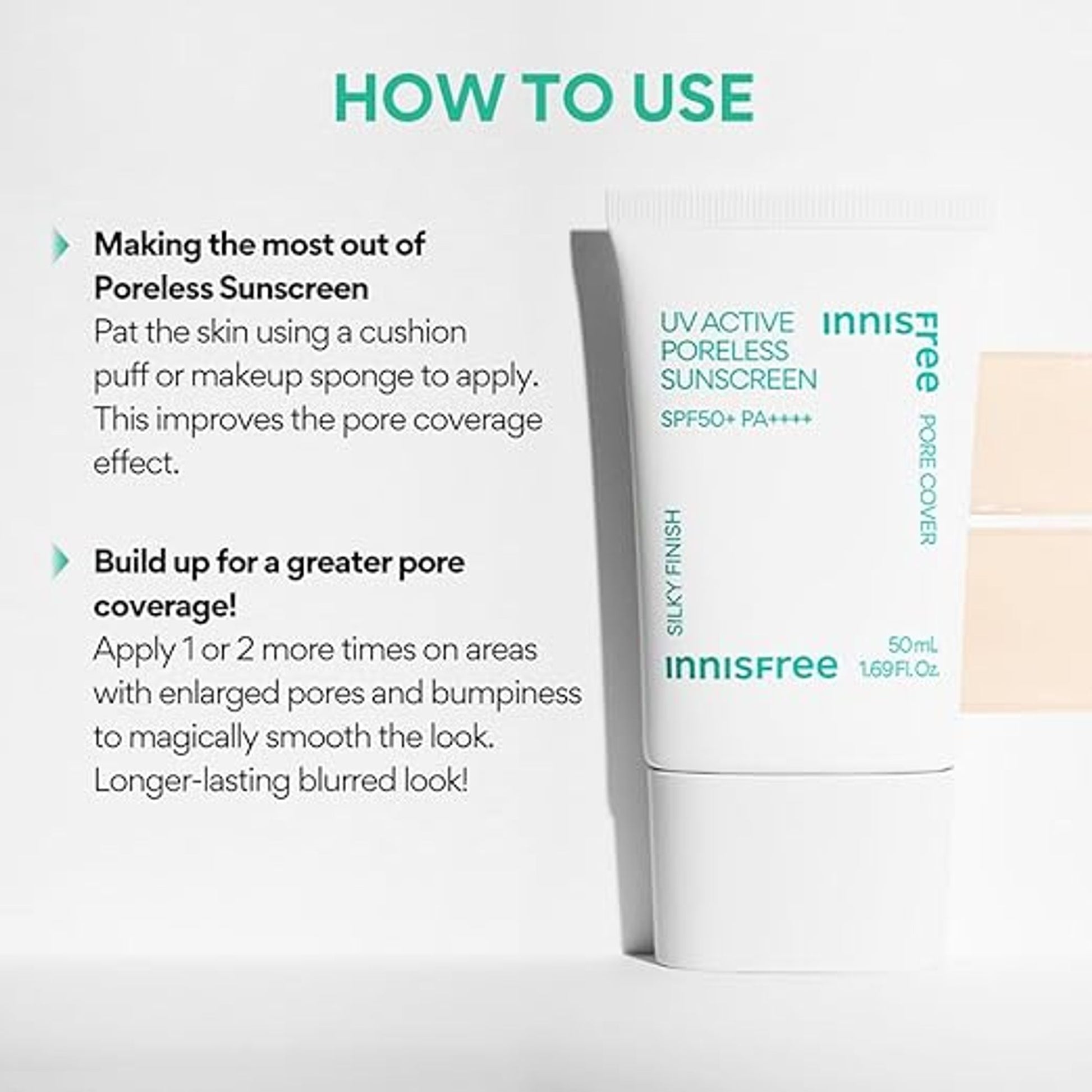 Innisfree UV Active Poreless Sunscreen SPF 50+ - Smooth Even Tone