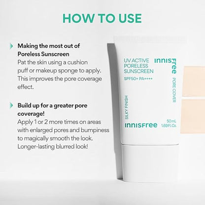 Innisfree UV Active Poreless Sunscreen SPF 50+ - Smooth Even Tone