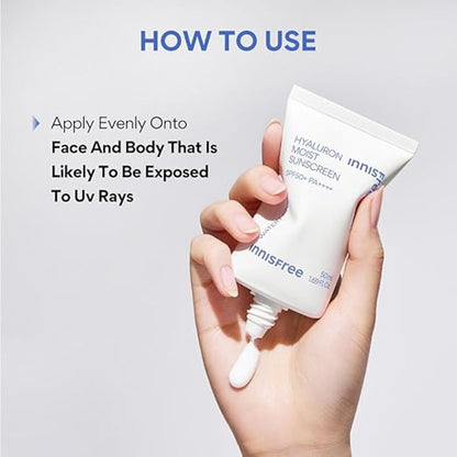 Innisfree Hyaluron Moist Sunscreen SPF 50+ PA++++, No White Cast, Watery Finish