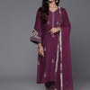 Dhiyona VA Women'sV-Neck Ethnic Motifs Embroidered Regular Kurta Set