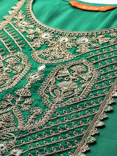 Indyancart IE Ethnic Motifs Zari Embroidered Kurta with Trousers & With Dupatta