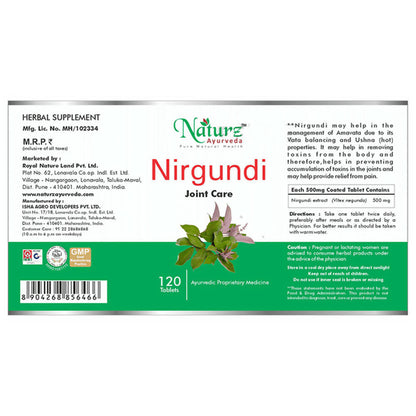 Naturz Ayurveda Nirgundi Joint care Tablets
