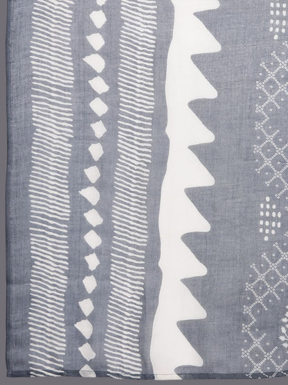 Indyancart IE Women Floral Printed Regular Sequinned Pure Cotton Kurta with Trousers & With Dupatta