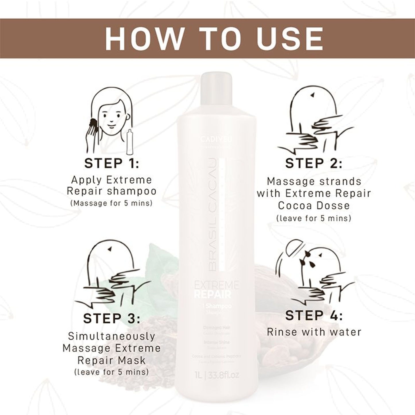 Brasil Cacau Professional Extreme Repair Shampoo Sulfate Free For Damaged Hair
