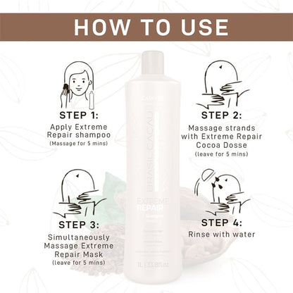 Brasil Cacau Professional Extreme Repair Shampoo Sulfate Free For Damaged Hair