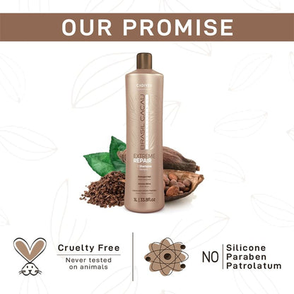 Brasil Cacau Professional Extreme Repair Shampoo Sulfate Free For Damaged Hair