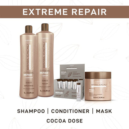 Brasil Cacau Professional Extreme Repair Shampoo Sulfate Free For Damaged Hair