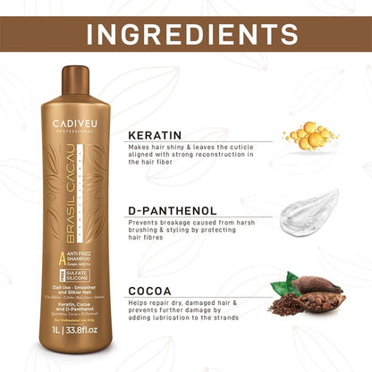 Cadiveu Brasil Cacau Anti Frizz Shampoo For Dry & Frizzy Hair