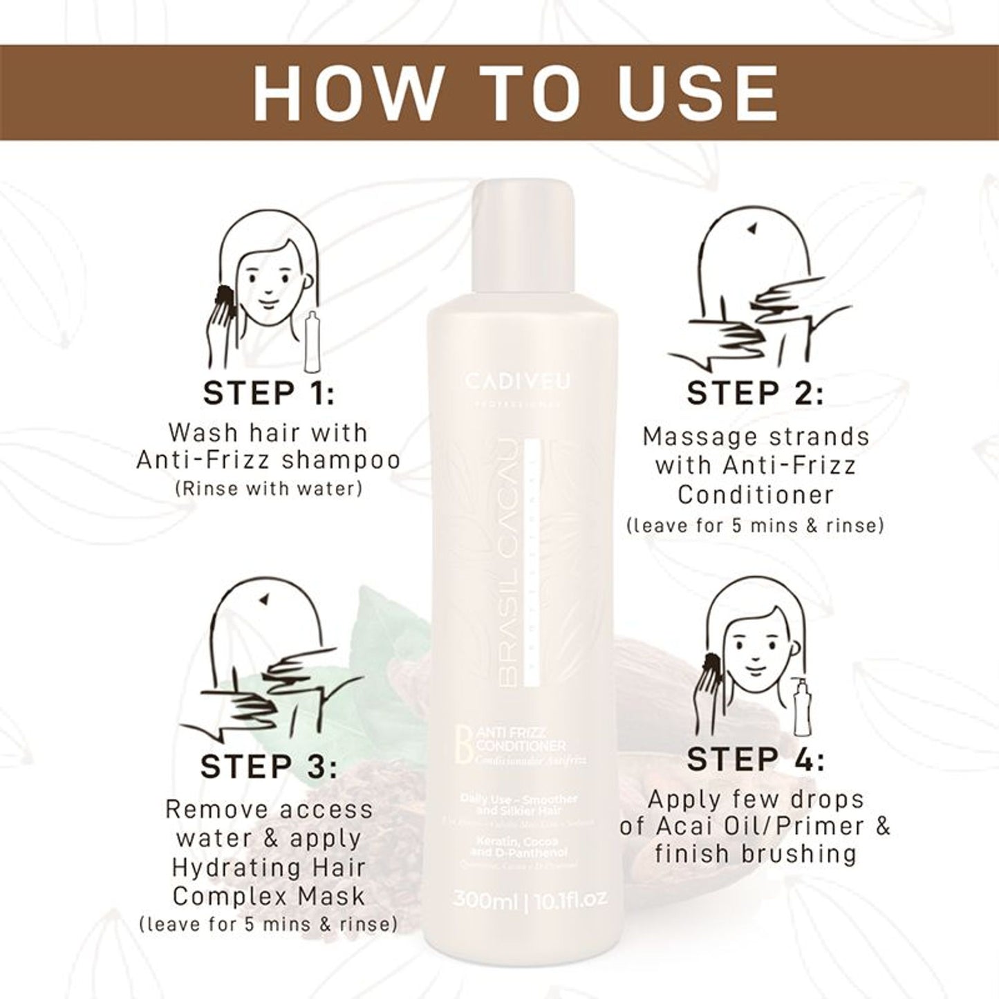 Cadiveu Brasil Cacau Anti Frizz Conditioner For Dry & Frizzy Hair